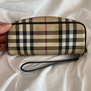 Authentic Burberry Nova check wristlet or cosmetic bag.
